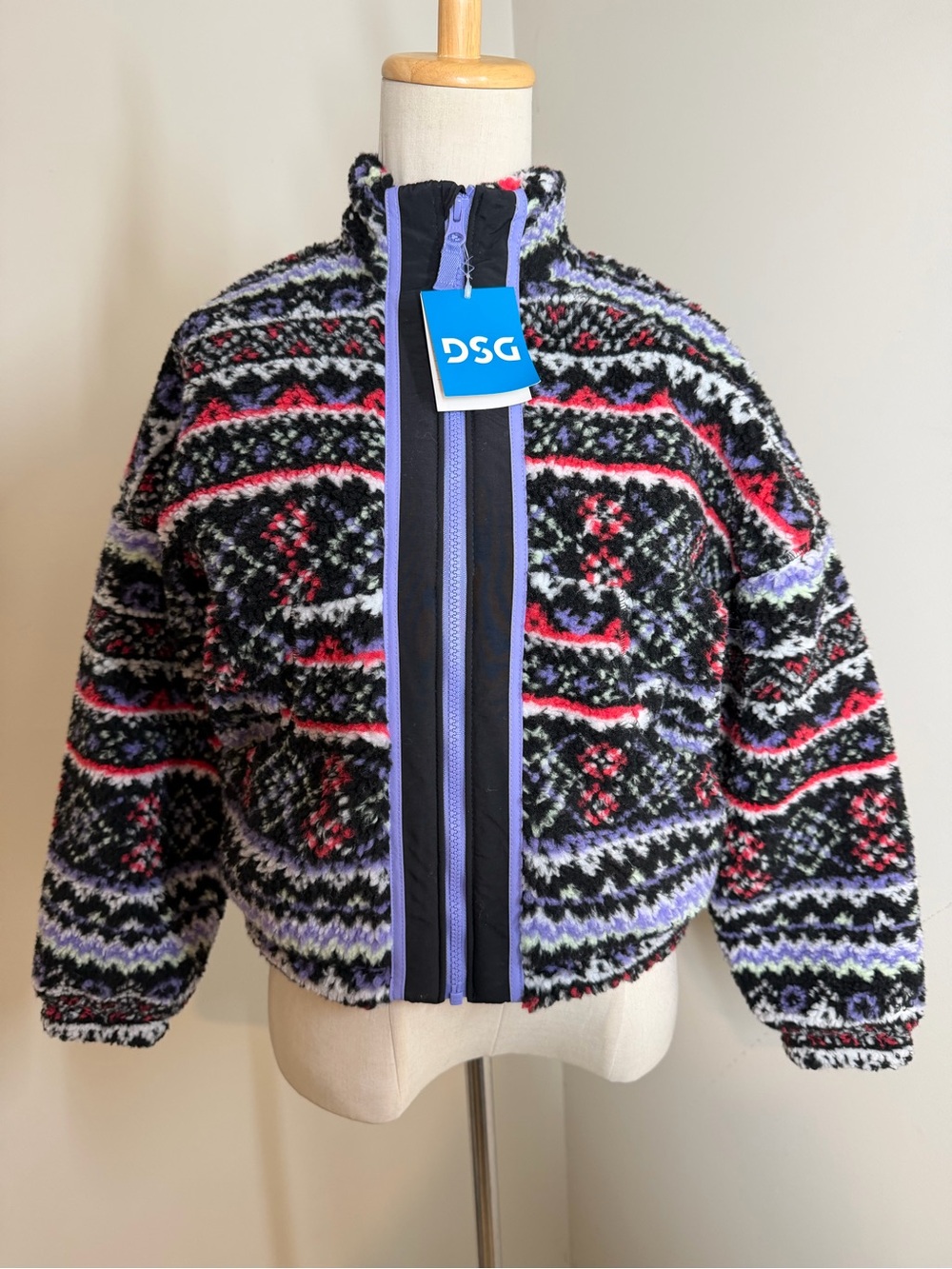 Dicks Sporting Goods Kids Cozy Fleece Full Zip Jacket Funky Fair Isle Sweater$55